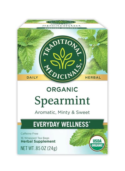 Buy Traditional Medicinals Organic Spearmint Aromatic, Minty & Sweet Everyday Wellness 16 Wrapped Tea bags 24g in UAE