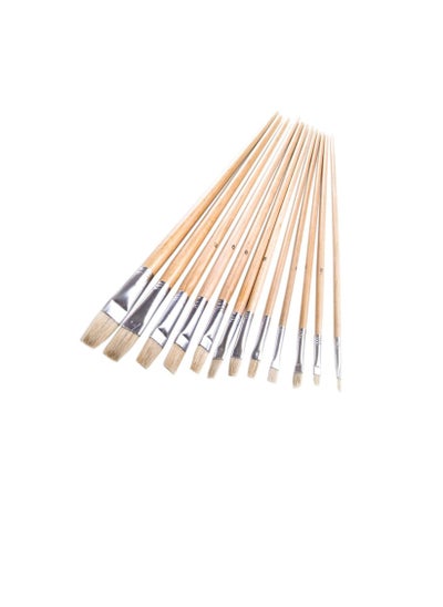 Buy UKen Artist Brush Flat Head 12 Piece Set - U39579 in UAE