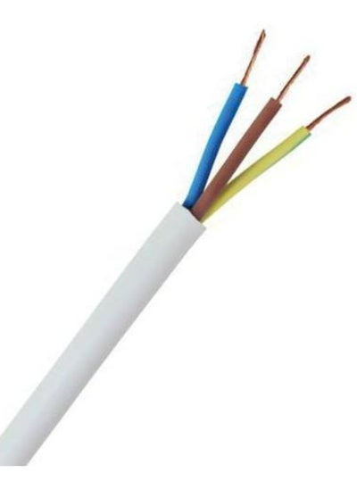 Buy Electrical Pvc Flexible Wire Power Cord 3 Core 2.50mm Extension Wire 100% Pure Copper Wire Flexible Cable White 10 Meter Length in UAE