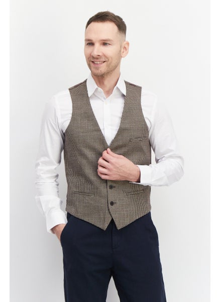 Buy Men Slim Fit Plaid Vest, Purple/Beige in UAE