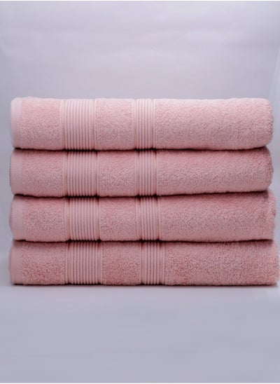 Buy 100% Cotton Ultra Soft Bath Towel Set - 4 Piece, 70x140 cm, Quick Dry, Super Absorbent, Antibacterial Treatment, 550 GSM Terry in UAE