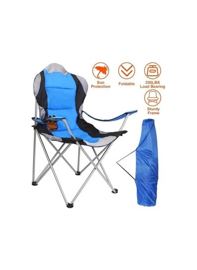 Buy VIO Large Outdoor Chair Padded High Back Durable Foldable Beach Chair with Bag Cup Holder for Outdoor Pool Picnic Camping Travel Fishing Lawn Supports Up to 140 KG 300 LBS Blue in UAE