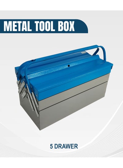 Buy Professional 5 Drawer Metal Tool Box 53cm Compact Organizer Garage Tool Case For Workshop in Saudi Arabia
