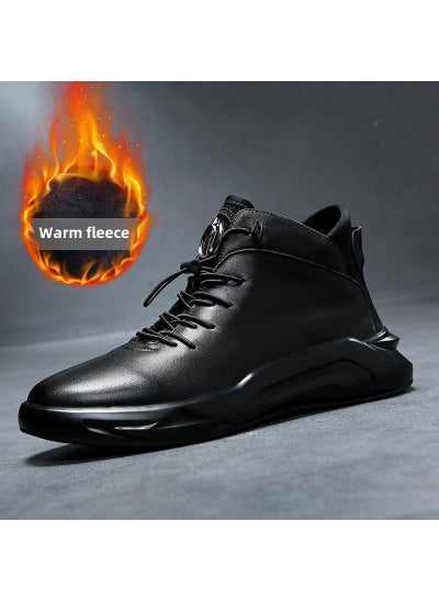 Buy Genuine Leather Mens Casual Mid-Top BootsBlack velvet Black velvet in Saudi Arabia