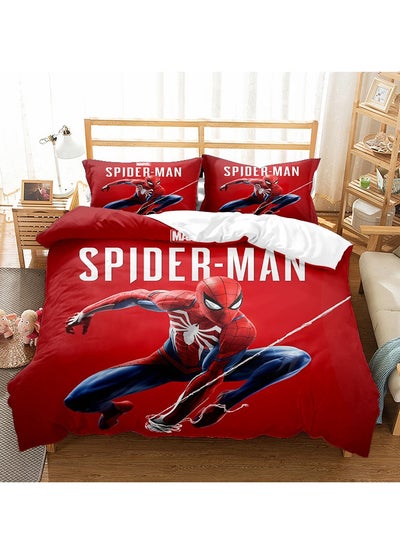 اشتري Spider-Man Movie Theme Bed Sheet Set 3D Printed Cartoon Bed Sheet Set with 1 Quilt Cover 1 and 2 Pillowcases for Child في السعودية