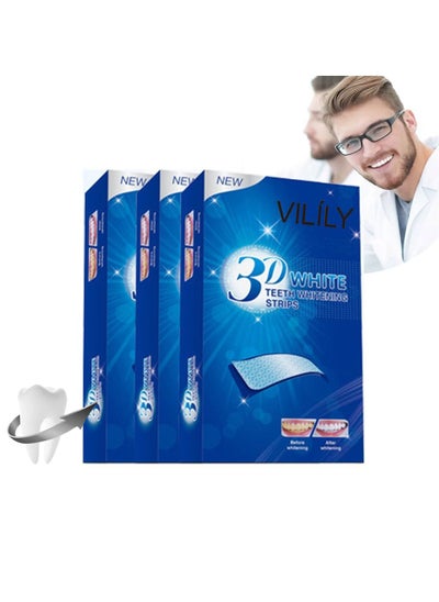 Buy 84 Pcs 3D White Teeth Whitening Strip Dental Whitening Kit 100% Genuine Branded for Express Fast Result Treatments Professional Whitener Enamel & Stains Removal |Unisex 42 Pairs in UAE