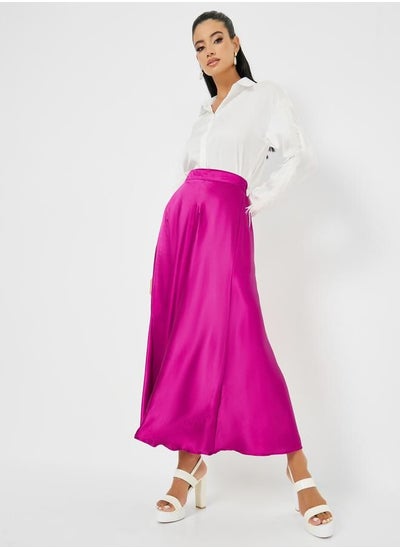 Buy High Rise Satin Flared Maxi Skirt in Saudi Arabia