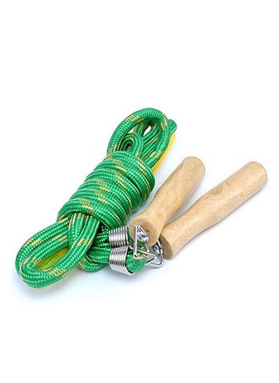 اشتري Adjustable Skipping Rope With Comfortable Wooden Handles - green في مصر