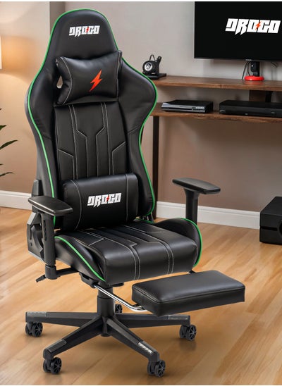 Buy Wrath Pro Ergonomic Gaming Chair, Computer Chair with Adjustable Seat, PU Leather, 3D Armrest, Memory Foam Head & Lumbar Support Pillow Home & Office Chair with Footrest & Recline Black / Green in UAE