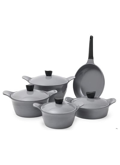 اشتري Tornado Donocook Granite Cookware Set 9Pc Grey في الامارات