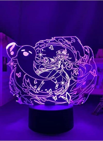 اشتري Anime Lamp Genshin Impact Figure Night Light 3D Illusion Genshin Game Light for Bedroom Decor LED Light Atmosphere Bedside Kids Remote Control Figure Hutao في الامارات