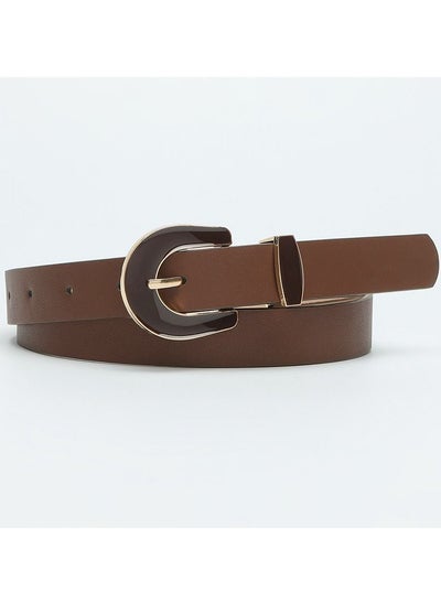 Buy Belt New Design Alloy with Resin Pin Buckle PU Leather Belt Elegant Solid Color Women's Decoration Belt in Saudi Arabia