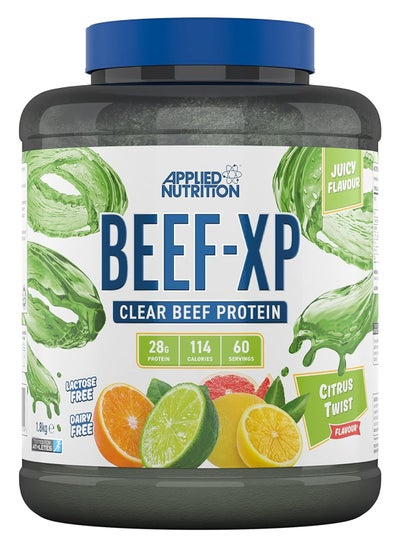 Buy Applied Nutrition Beef XP - Clear Hydrolysed Beef Protein Isolate, Fruit Juice Style, Dairy Free Beef Protein Powder, Lactose Free, Zero Sugar, Low Fat, 1.8kg - 60 Servings (Citrus Twist) in Saudi Arabia