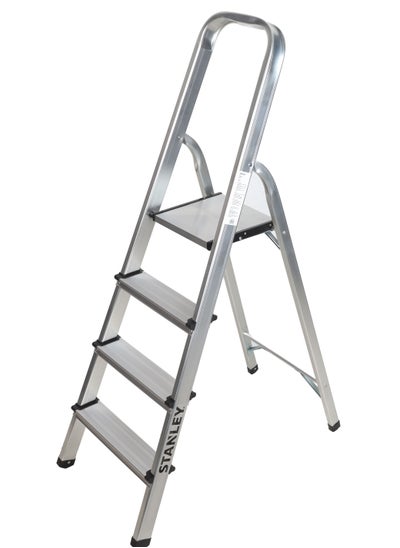 Buy STANLEY Step Ladder | 4 Steps Aluminum Ladder | Anti Slip Steps | Non-Slip Rubber Edge Guards | 150 KG Loading Capacity | EN131 Approved in UAE