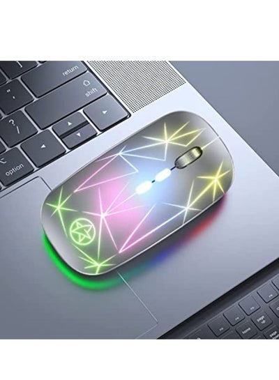 اشتري A20 ماوس لاسلكي USB 2.4 جيجا هرتز فأرة كمبيوتر ألعاب مريحة RGB فأرة ألعاب صامتة لأجهزة الكمبيوتر المحمول (لون فضي مع النجوم) في السعودية
