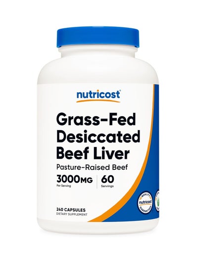 Buy Grass Fed Desiccated Beef Liver Capsules 3000mg 240 Capsules in Saudi Arabia