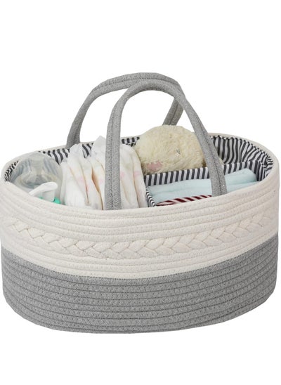 اشتري Cotton Rope Diaper Caddy Organizer for Baby - XL Diaper Basket Caddy Nursery Perfect في الامارات