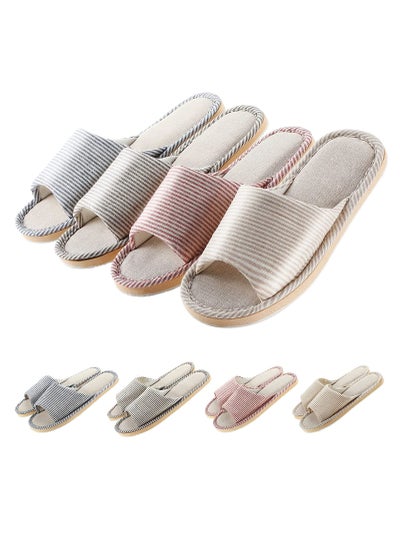 Buy 4 Pairs Disposable House Slipper for Guests Open Toe Breathable Slippers Spa Slippers Comfortable Indoor Home Slippers in Saudi Arabia