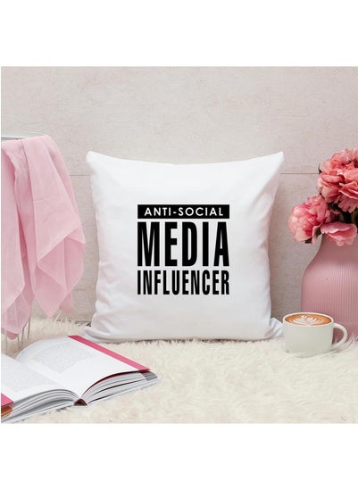 اشتري Anti-Social Media Influencer Quotes Personalized Pillow, 40x40cm Decorative Throw Pillow by Spoil Your Wall في الامارات