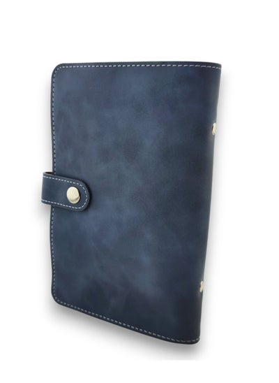 Buy Money and Card Wallet - Leather Binder Flap Wallet, A6 Size, with Snap Button Closure (Petrol) in Egypt