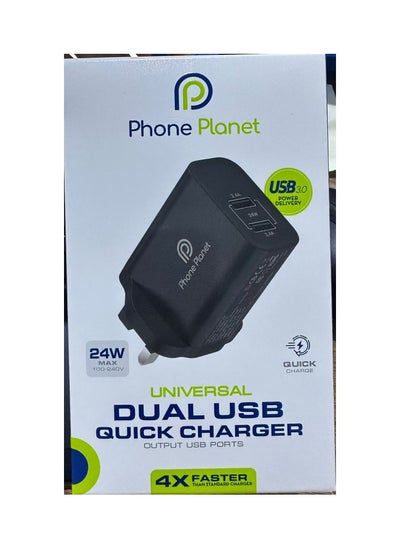 اشتري PhonePlant 24W Fast Charging Universal Compatibility Dual USB Wall Charger Black في السعودية