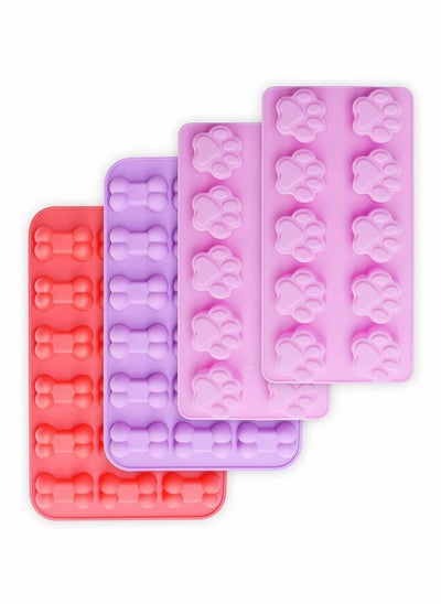 اشتري Food Grade Silicone Puppy Treat Molds, Dog Paw and Bone Mold, Non-stick Ice Cube Mould, Jelly, Biscuits, Chocolate, Candy Baking Mold في الامارات