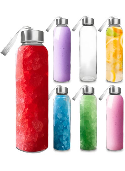 Buy Glass Bottles with Lids 500ml Empty Reusable Glass Water Bottles Clear Glass Bottle Stainless Steel Lids for Juice Tea Beverage Milk Smoothie Hot & Cold Drinks Container for Refrigerator in UAE