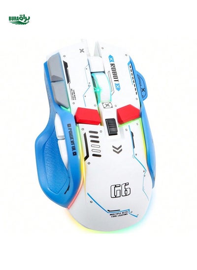 Buy HXSJ Gaming Mouse, Wired Mouse PC Gaming Mice with 12 RGB Backlit, High-Precision 12800 DPI Adjustable, 10 Programmable Buttons, Ergonomic Computer USB Gamer Mouse for Windows Laptop  blue-white in UAE