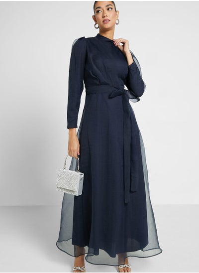 Buy Puff Sleeve Belted Dress in UAE