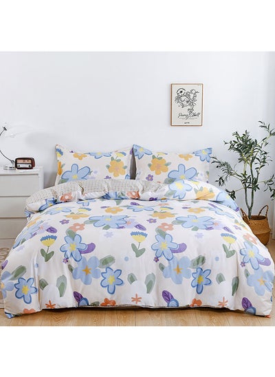 Buy 4-Piece Single Size Duvet Cover Set|1 Duvet Cover + 1 Fitted Sheet + 2 Pillow Cases|Microfibre|LOBLOLLY in UAE