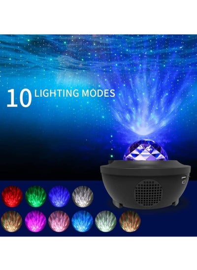 اشتري Star Light Projector Led Night Light, 2 In 1 Starry Light & Ocean Wave Projector With Remote Control 10 Colors Changing Music Player With Bluetooth Dimmable, Best Gift For Kids & Adults في الامارات