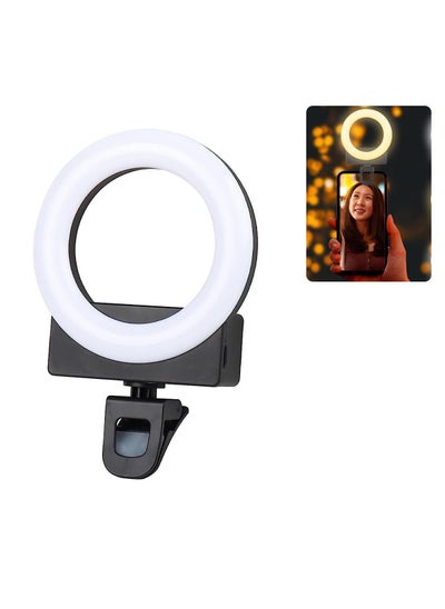 اشتري Rechargeable Clip-On Selfie Ring Light for Phone & Laptop, 36 LED, 3 Modes, Rotatable Design, Ideal for Video Conferencing & Photography, Black (1 Pack) في السعودية