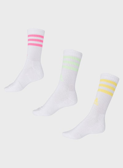 Buy 3 Pack 3 Stripes Cushioned Sportswear Crew Socks in UAE