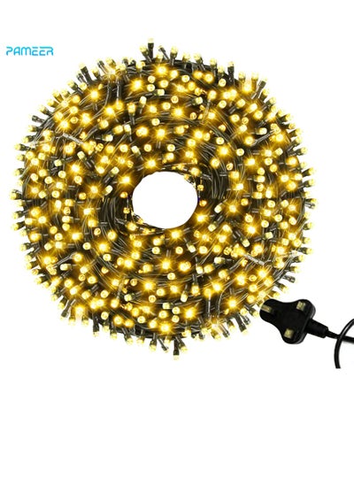 اشتري Warm White LED String Lights Black Wire Plug-in 15mtr 200 LEDs String Home Decorative LED Strip for Christmas EID Ramadan Diwali and Wedding Parties Decoration Box Button Control 8 Modes في الامارات