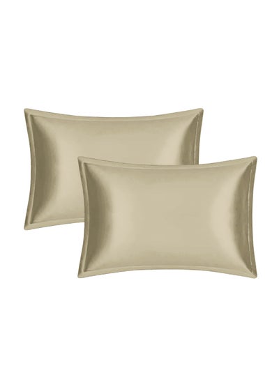 Buy Natural Mulberry and Ice Silk Pillowcase Standard Size Pillow Case Breathable Smooth Cooling Pillow Covers Set of 2 in Saudi Arabia