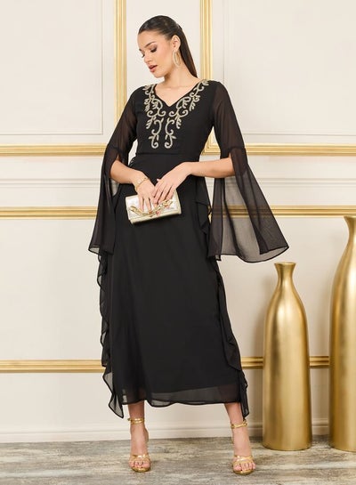 Buy Slit Bell Sleeve Beaded Maxi Dress in Saudi Arabia