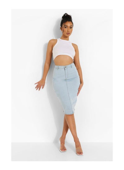 Buy Stretch Denim Midi Skirt in Saudi Arabia