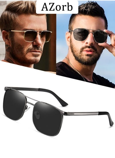 Buy Square Aviatot Sunglasses Men Women Metal Alloy Frame High Quality Men's Sunglasses Polarized Sun Glassess for Mens Womens Police Sunglass Accessories UV400 Protection Shades Black in Saudi Arabia