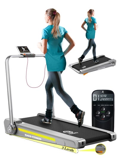 RIGID FITNESS 2-in-1 Foldable Jogging Incline Treadmill for Home