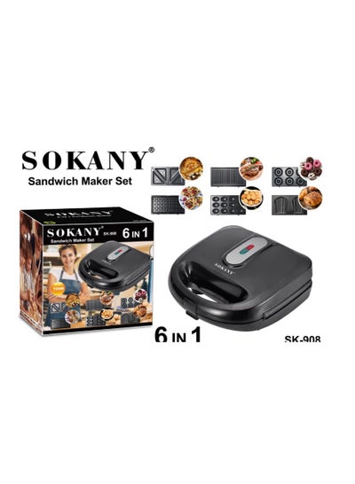 Buy 6 IN 1 SANDWICH MAKER toast, Waffle, Donut & Bubble and more SK-908-6 in Egypt
