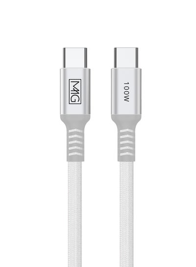 Buy USB C Braided Cable 100W, USB-C to USB-C 1 meter, USB C Charger Cable for iPhone 15, Mac Book Pro 2020, iPad Pro 2020, Switch, Samsung Galaxy all models, Pixel, Laptops and lot more in UAE