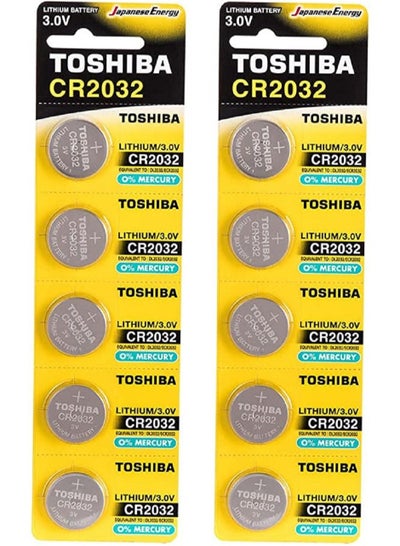 Buy TOSHIBA CR2032 10 pcs Lithium Coin Cell Battery 3.0V in UAE