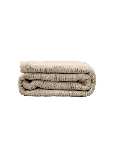 اشتري Premium Organic Cotton Hypoallergenic Soft Warm and Cozy Breathable Thermal Blanket 180 X 240 for All Seasons Beige في الامارات