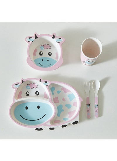 Buy Playland Cow 5-Piece Bamboo Dinner Set 19 x 27 cm in UAE