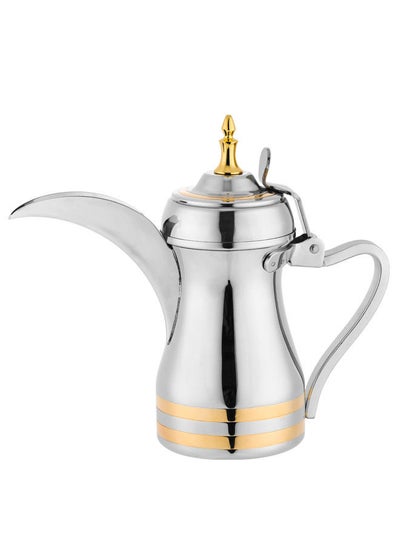 Buy Stainless Steel Arabic Coffee Dallah Silver + Gold 768 ML in Saudi Arabia