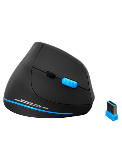 Buy Vertical Design 2.4GHz Wireless Mouse With Receiver Black/Blue/Silver in UAE