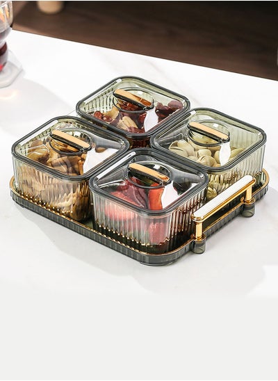 Buy Snack Serving Tray Divided Serving Platter Desserts Serving Plate with Lid Candy Dish Appetizer Tray Storage Container for Nuts Cookies in Saudi Arabia