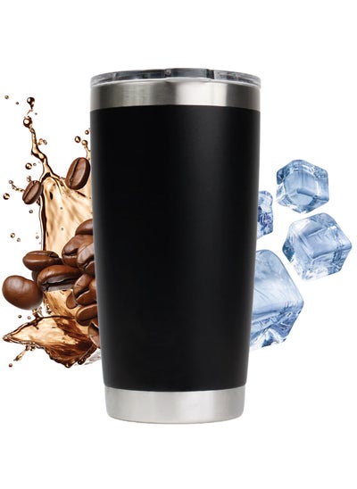 Buy Amroah 590ml Stainless Steel Coffee Travel Mug with Leakproof Lid Insulated, Portable Espresso Thermal Cup for Tea and Coffee, Reusable Vacuum Thermos Tumbler for Hot and Cold Drinks, Black in UAE