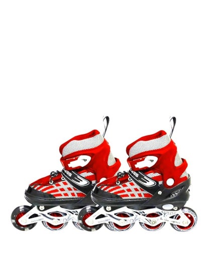 Buy Inline Adjustable Skates Medium Size 34 EUR (UK 1.5) - 38 EUR (UK 5) for 6 to 12 Years | Red | Aluminium Chassis and 70 mm Wheels | Front Wheel Flash, Skating Shoes in UAE