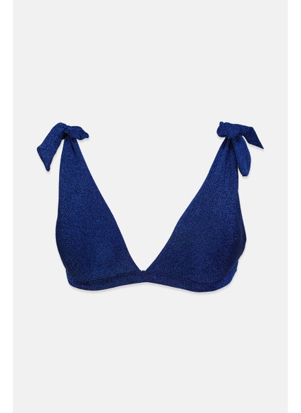 Buy Women Padded Metallic Bikini Top, Blue in Saudi Arabia